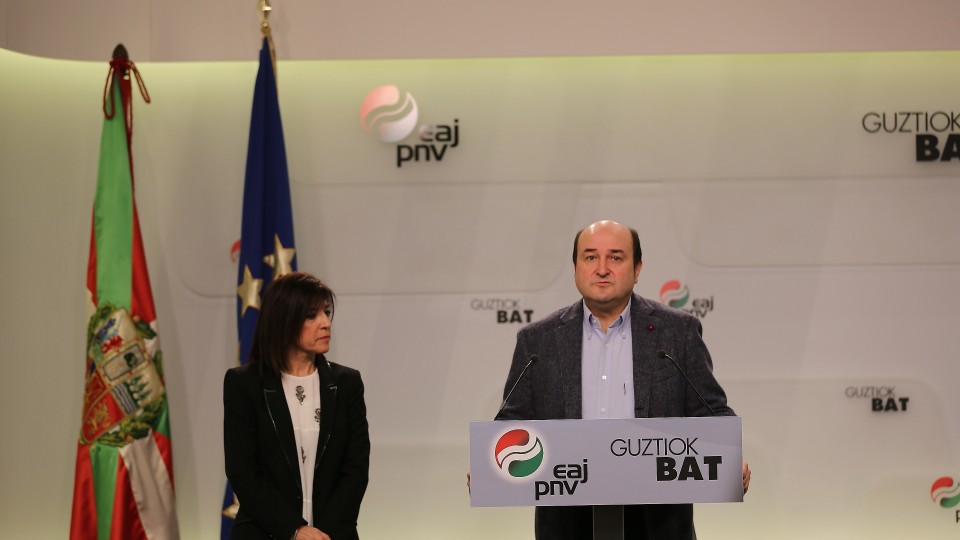 Declaración de Andoni Ortuzar, presidente del EBB, tras el anuncio del CIV